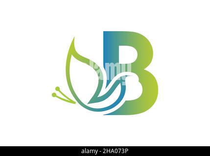 this is a creative letter B add butterfly icon design Stock Vector