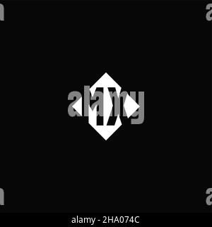 Monogram logo design with diamond square shape isolated on black background Stock Vector