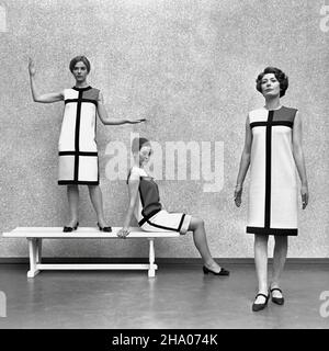 Mondrian fashion from Paris Gowns made by Yves St Laurent - Photography by Dutch photographer Eric Koch - 1966 Stock Photo