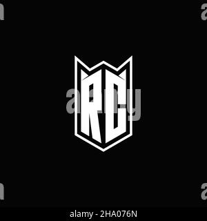 RC Logo monogram with shield shape designs template vector icon modern Stock Vector