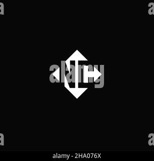 Monogram logo design with diamond square shape isolated on black background Stock Vector