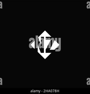 Monogram logo design with diamond square shape isolated on black background Stock Vector