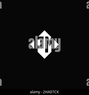 Monogram logo design with diamond square shape isolated on black background Stock Vector