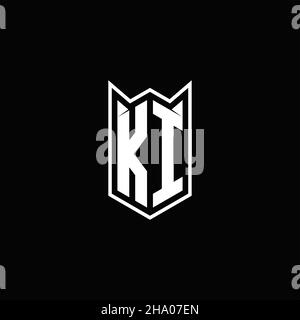 KI Logo monogram with shield shape designs template vector icon modern Stock Vector