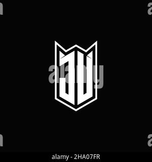 JU Logo monogram with shield shape designs template vector icon modern Stock Vector