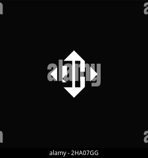 Monogram logo design with diamond square shape isolated on black background Stock Vector