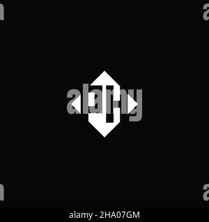 Monogram logo design with diamond square shape isolated on black background Stock Vector