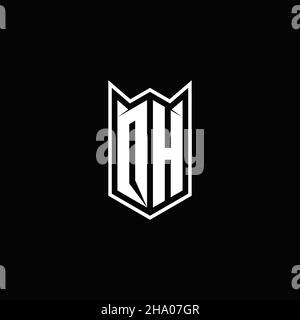 QH Logo monogram with shield shape designs template vector icon modern Stock Vector