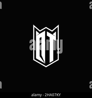 QT Logo monogram with shield shape designs template vector icon modern Stock Vector