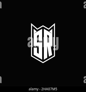 SR Logo monogram with shield shape designs template vector icon modern Stock Vector