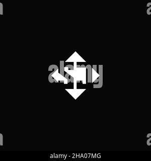 Monogram logo design with diamond square shape isolated on black background Stock Vector