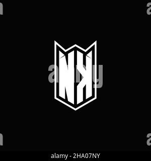 NK Logo monogram with shield shape designs template vector icon modern Stock Vector