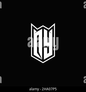 QY Logo monogram with shield shape designs template vector icon modern Stock Vector