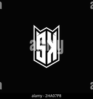 SK Logo monogram with shield shape designs template vector icon modern Stock Vector