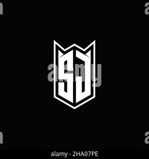 SJ Logo monogram with shield shape designs template vector icon modern Stock Vector