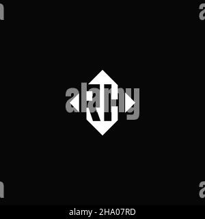Monogram logo design with diamond square shape isolated on black background Stock Vector