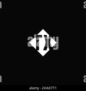 Monogram logo design with diamond square shape isolated on black background Stock Vector