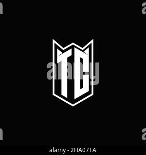 TC Logo monogram with shield shape designs template vector icon modern Stock Vector