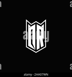 QR Logo monogram with shield shape designs template vector icon modern Stock Vector
