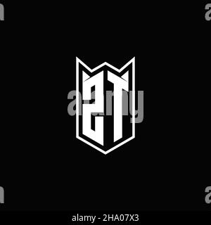 ZT Logo monogram with shield shape designs template vector icon modern Stock Vector