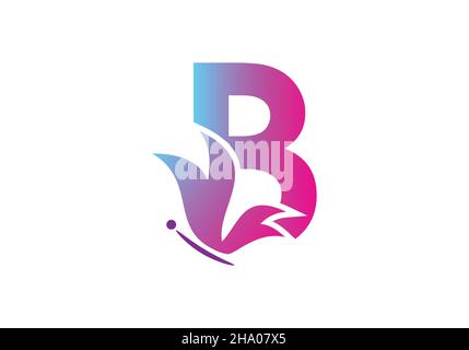 this is a creative letter B add butterfly icon design Stock Vector