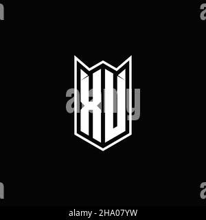 XU Logo monogram with shield shape designs template vector icon modern Stock Vector
