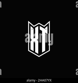 XT Logo monogram with shield shape designs template vector icon modern Stock Vector