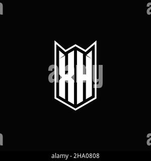XH Logo monogram with shield shape designs template vector icon modern Stock Vector