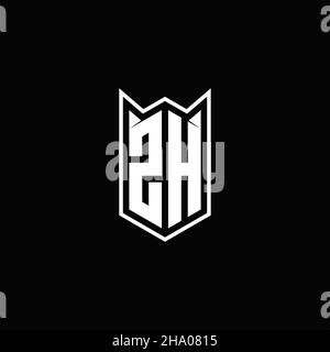 ZH Logo monogram with shield shape designs template vector icon modern Stock Vector