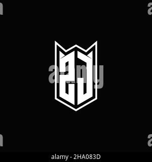 ZJ Logo monogram with shield shape designs template vector icon modern Stock Vector
