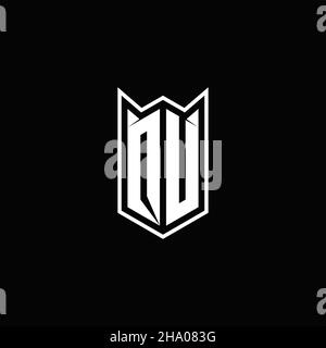 QU Logo monogram with shield shape designs template vector icon modern Stock Vector