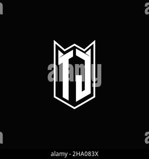 TJ Logo monogram with shield shape designs template vector icon modern Stock Vector