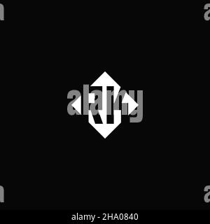 Monogram logo design with diamond square shape isolated on black background Stock Vector
