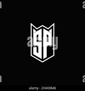 SP Logo monogram with shield shape designs template vector icon modern Stock Vector