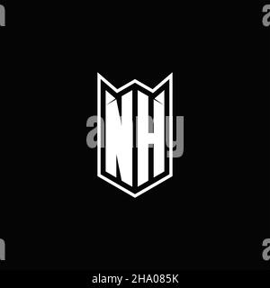 NH Logo monogram with shield shape designs template vector icon modern Stock Vector