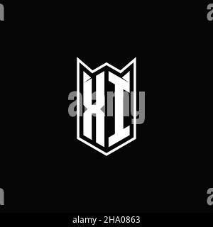 XI Logo monogram with shield shape designs template vector icon modern Stock Vector
