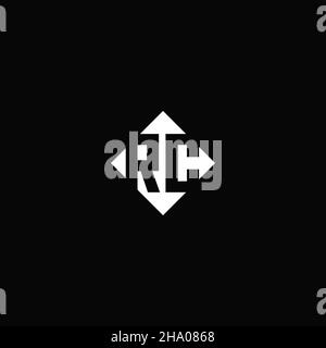 Monogram logo design with diamond square shape isolated on black background Stock Vector