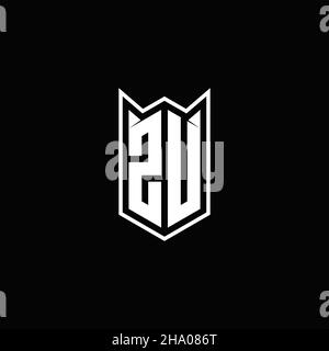 ZU Logo monogram with shield shape designs template vector icon modern Stock Vector