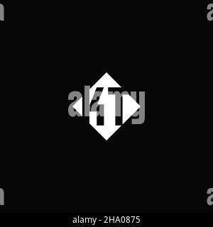 Monogram logo design with diamond square shape isolated on black background Stock Vector