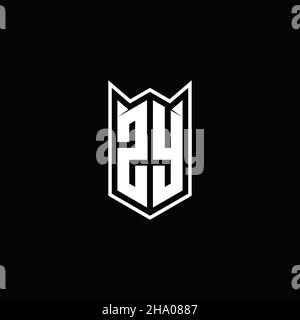 ZY Logo monogram with shield shape designs template vector icon modern Stock Vector
