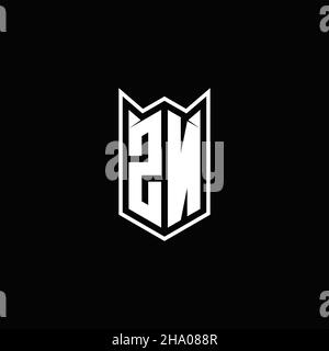 ZN Logo monogram with shield shape designs template vector icon modern Stock Vector