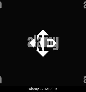 Monogram logo design with diamond square shape isolated on black background Stock Vector