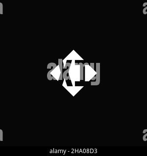 Monogram logo design with diamond square shape isolated on black background Stock Vector