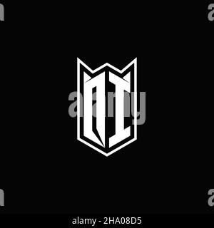 QI Logo monogram with shield shape designs template vector icon modern Stock Vector