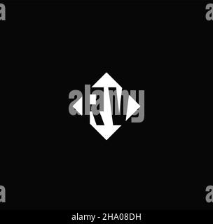 Monogram logo design with diamond square shape isolated on black background Stock Vector
