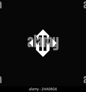 Monogram logo design with diamond square shape isolated on black background Stock Vector