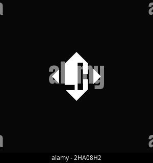 Monogram logo design with diamond square shape isolated on black background Stock Vector