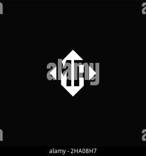 Monogram logo design with diamond square shape isolated on black background Stock Vector