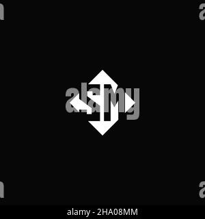 Monogram logo design with diamond square shape isolated on black background Stock Vector