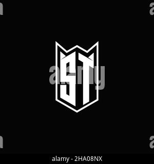 ST Logo monogram with shield shape designs template vector icon modern Stock Vector